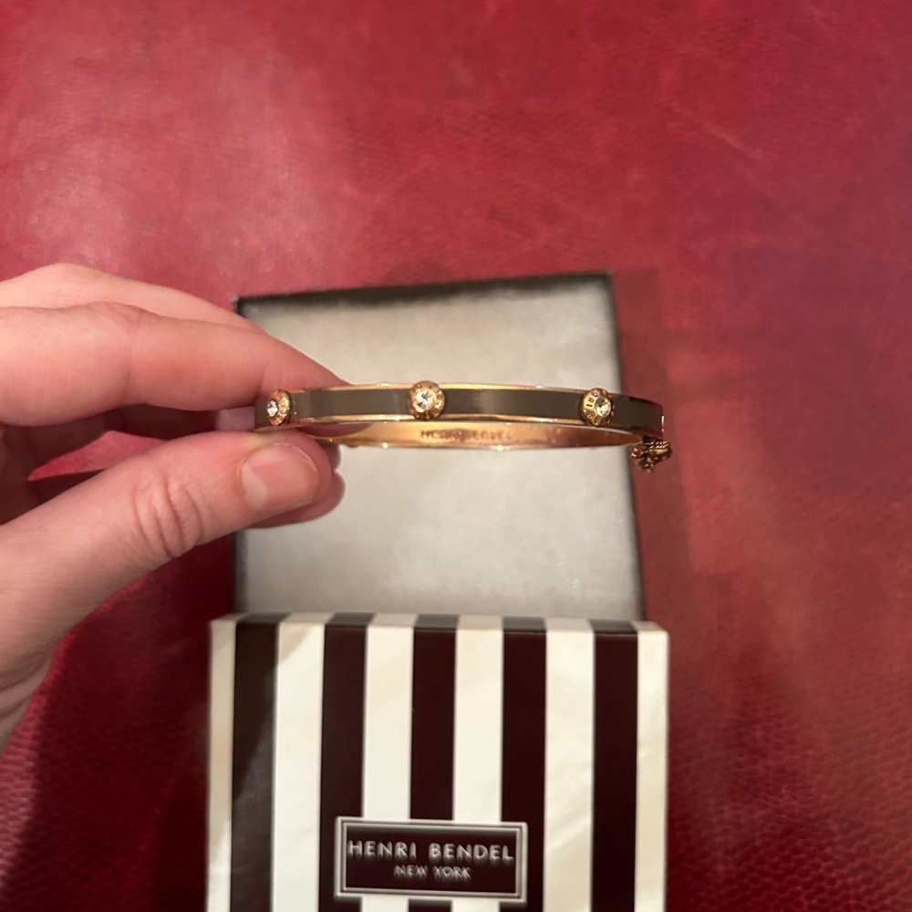 Henri Bendel Miss Bendel Rose Gold / Brown Divet Bangle Hinged Bracelet